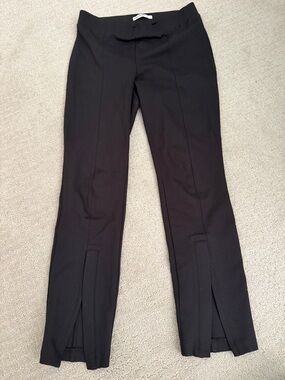 Elizabeth and James Black Straight-Leg Pants with Front Slits